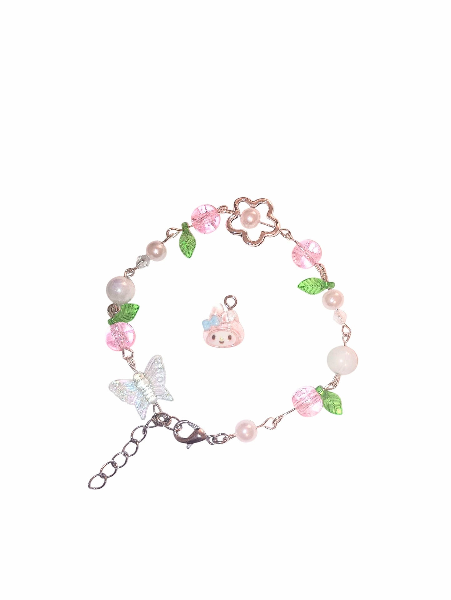 Beaded Lily Chain Bracelet Adjustable