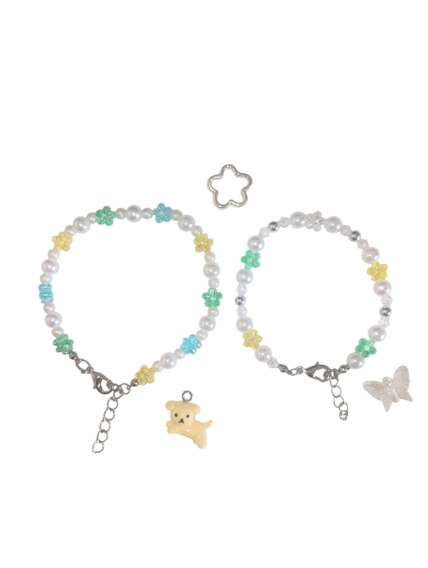 Pearly Summer Flower Bracelet Adjustable