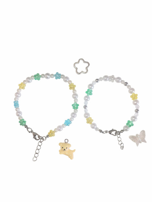 Pearly Summer Flower Bracelet Adjustable