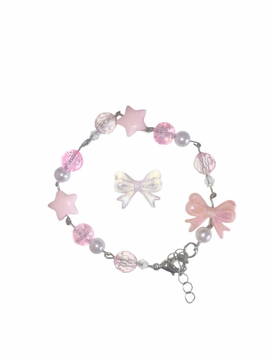 Pink Pastel Bubbly Chain Bracelet Adjustable