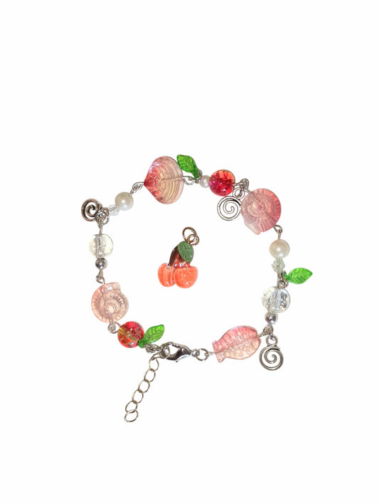 Red Picnic Jelly Chain Bracelet Adjustable