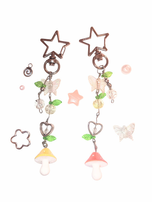 Mushroom Charm Keychain Star Clasps