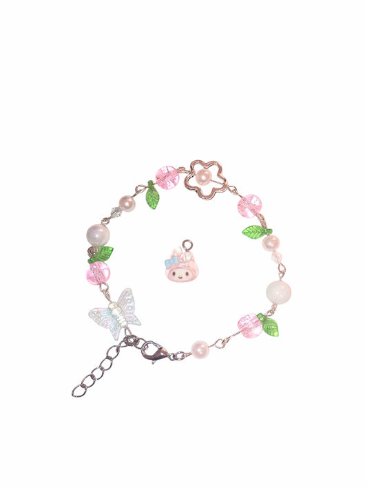 Beaded Lily Chain Bracelet Adjustable