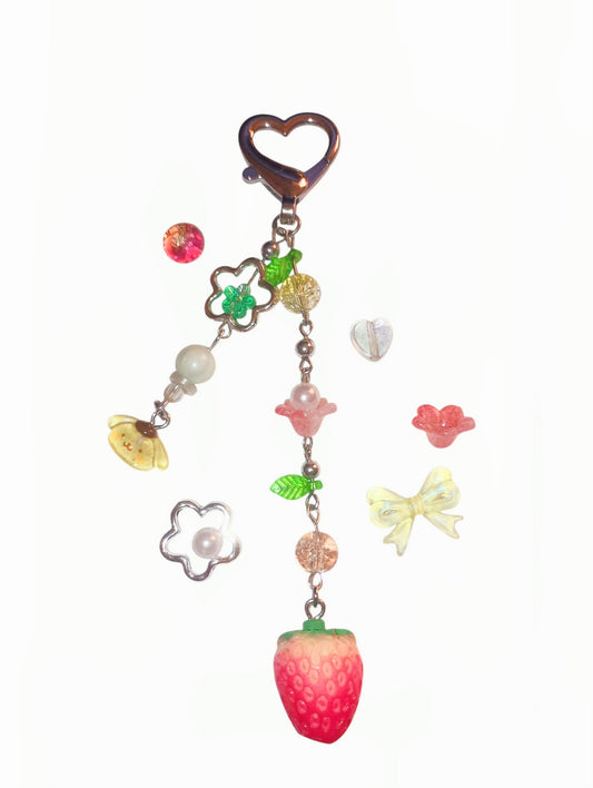 Yellow Dog Strawberry Keychain
