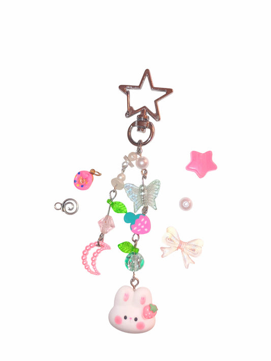 Nature Themed Bunny Strawberry Keychain