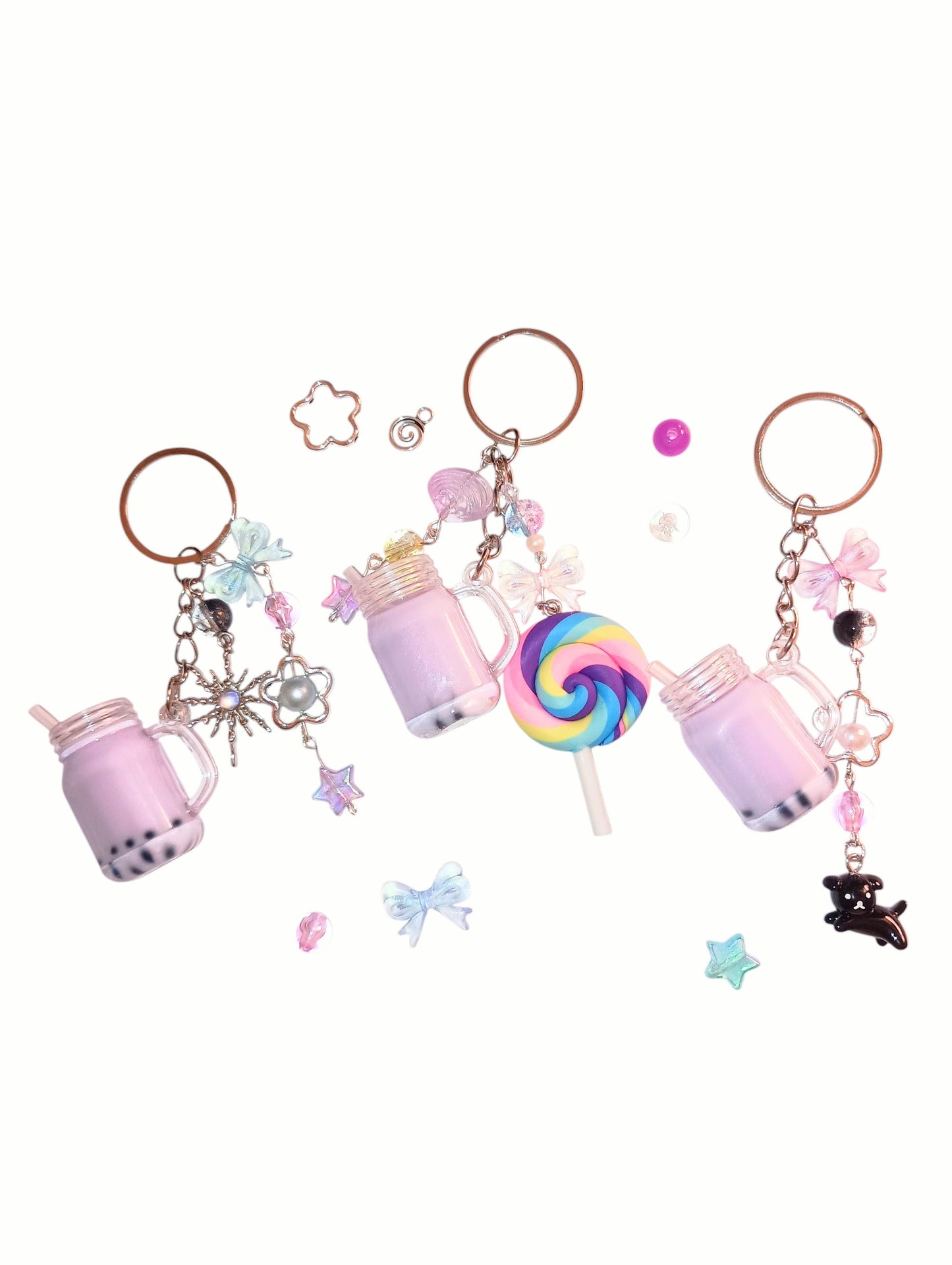 Taro Boba Keychains
