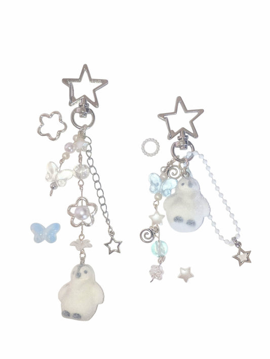 Fuzzy Penguin Pendant Keychains