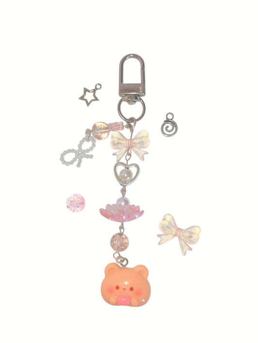 Pastel Pink Bear Pendant Keychain