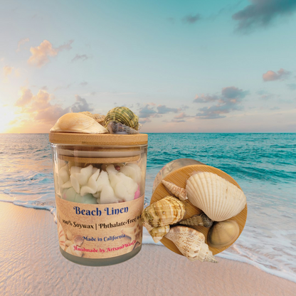 Beach Linen Sea Theme Candle