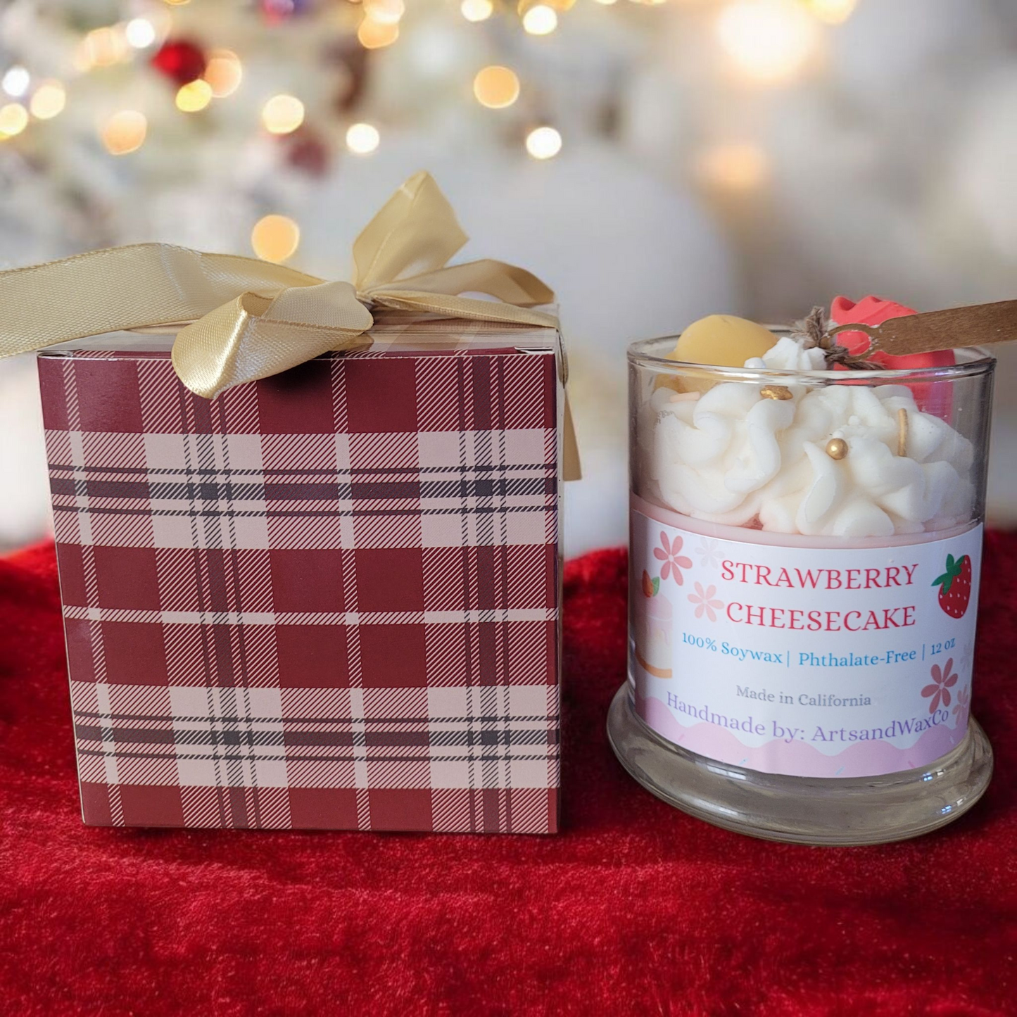 Strawberry Cheesecake Homemade Nontoxic Soy Candle