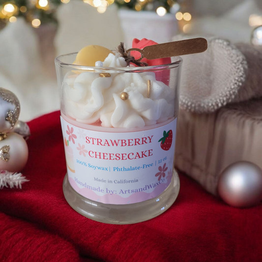 Strawberry Cheesecake Homemade Nontoxic Soy Candle