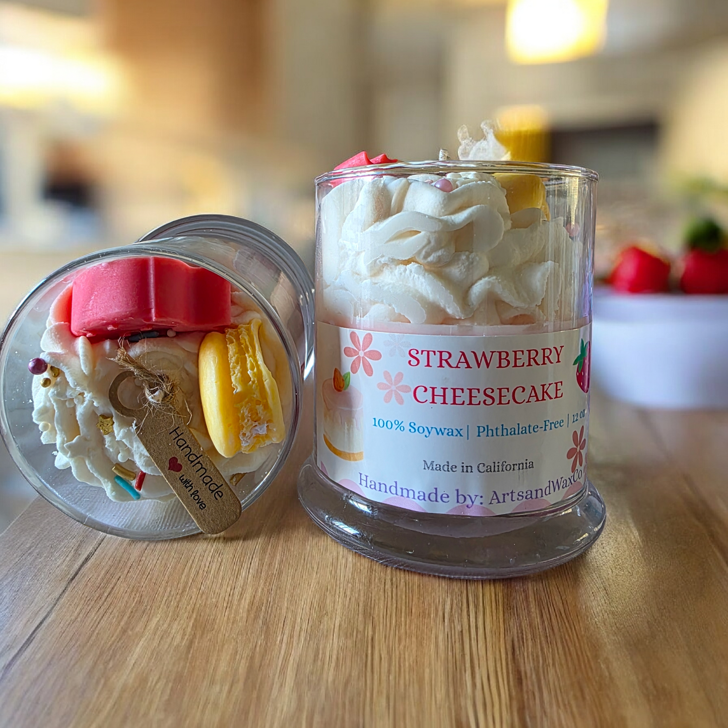 Strawberry Cheesecake Homemade Nontoxic Soy Candle